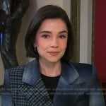 Julie’s blue mixed plaid blazer on NBC News Daily