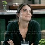 Molly’s dark green cable-knit hoodie on General Hospital