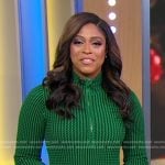 Morgan’s green zip front knit dress on Good Morning America