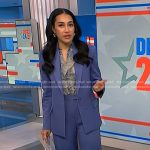 Morgan’s ruffle blouse and blue suit on NBC News Daily