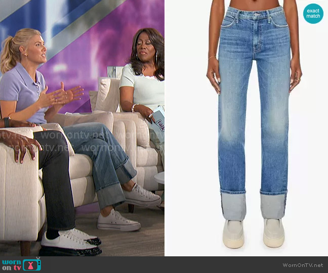 Mother The Duster Skimp Cuffed Straight Leg Jeans worn by Amanda Kloots on The Talk