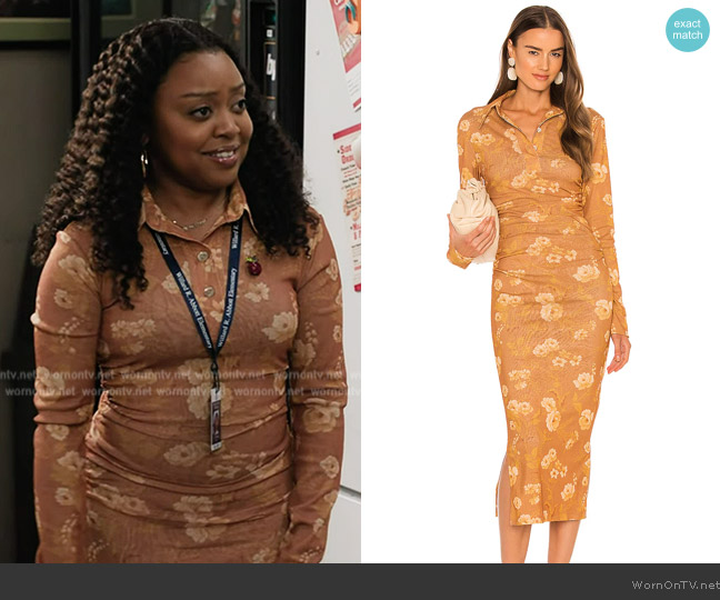 Nanushka Verity Midi Dress worn by Janine Teagues (Quinta Brunson) on Abbott Elementary