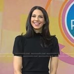 Natalie’s black tie neck top on Today