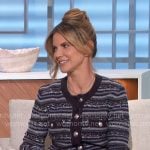 Natalie’s blue striped cardigan with silver buttons on The Talk