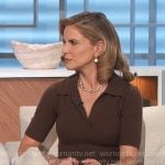 Natalie’s brown polo top and horse print pants on The Talk