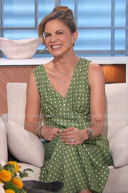 Natalie's green polka dot maxi dress on The Talk