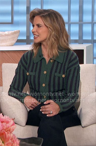 Natalie’s green striped cardigan on The Talk