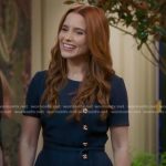 Cass Beckman’s navy side button dress on Greys Anatomy