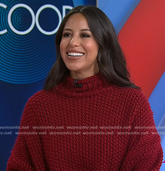 Naz Perez's maroon chunky knit sweater on Today