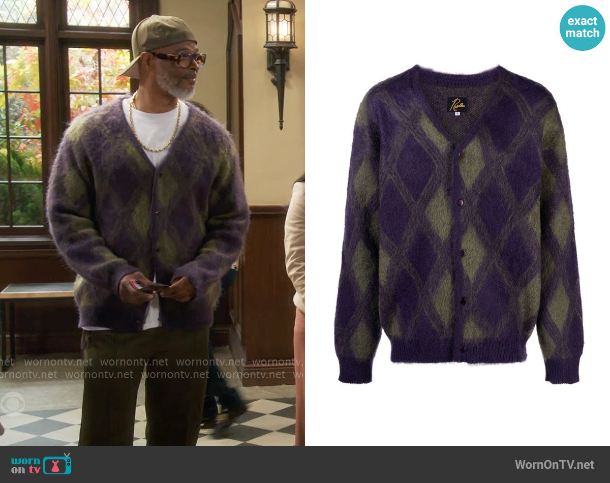 Needles Argyle-pattern brushed cardigan worn by Poppa (Damon Wayans) on Poppas House