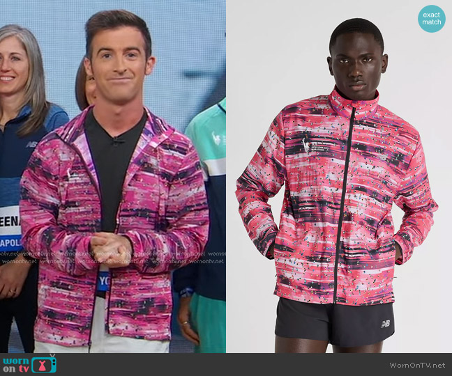 New Balance NYC Marathon Printed Athletics Packable Jacket worn by Will Ganss on Good Morning America