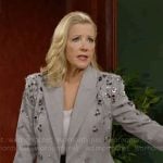 Nikki’s grey sequin embellished blazer on The Young and the Restless