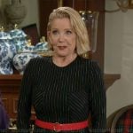 Nikki’s black pinstripe dress on The Young and the Restless