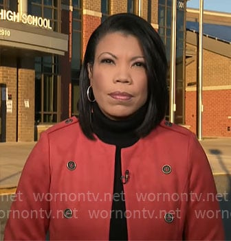 Nikole Killion's red suede jacket on CBS Mornings