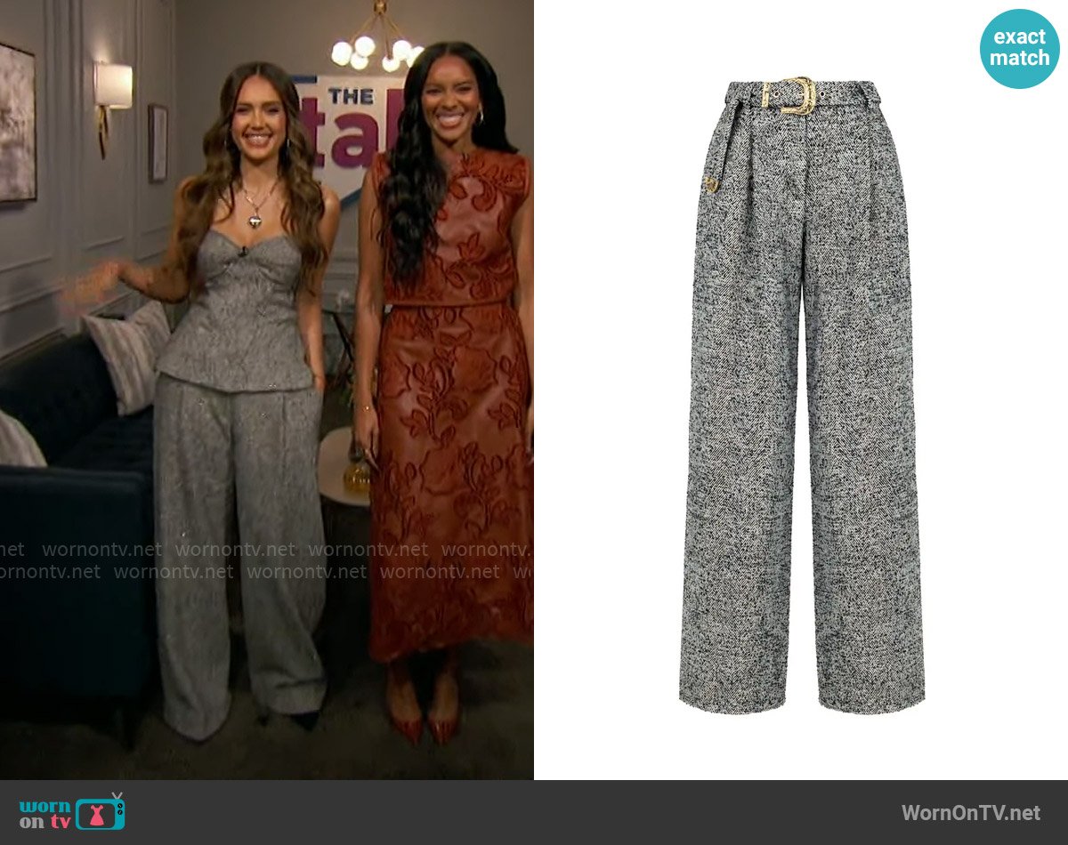 Nocturne Belted High Waist Pants worn by Jessica Alba on The Talk