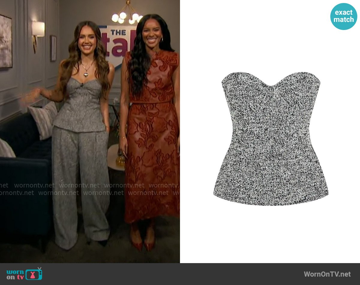 Nocturne Strapless Sweetheart Neck Top worn by Jessica Alba on The Talk