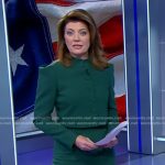 Norah’s green cropped jacket and pants on CBS Evening News