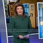 Norah’s green cropped jacket and pants on CBS Evening News