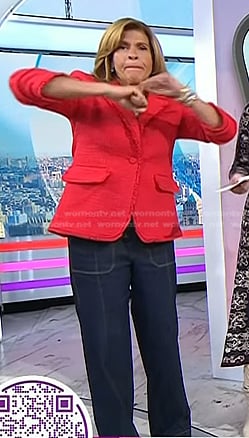 Hoda’s red tweed blazer and jeans on Today