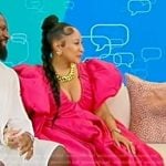 Nova Styles' pink puff sleeve maxi dress on Tamron Hall Show