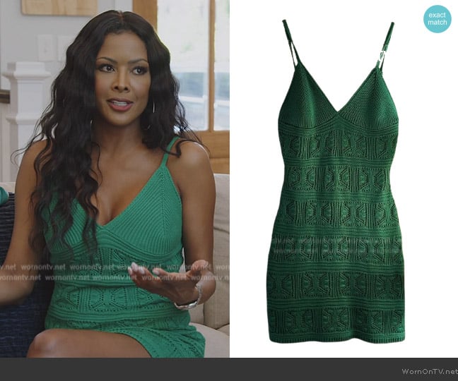 Olive and Oak Pointelle Knit Dress worn by Stacey Rusch on The Real Housewives of Potomac