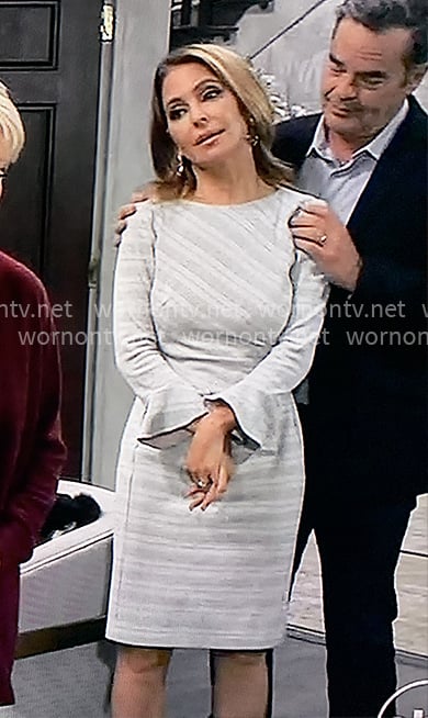 Olivia's light grey plaid bell-sleeve dress on General Hospital