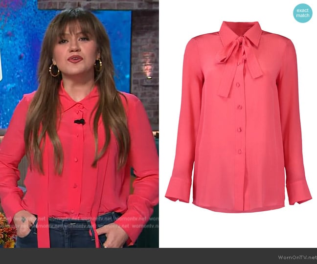 Oscar de la Renta Tie Neck Blouse worn by Kelly Clarkson on The Kelly Clarkson Show