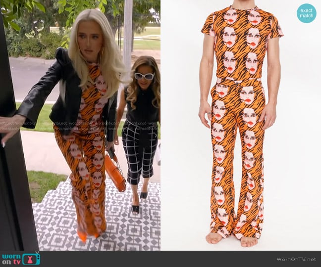 Patrick Church Tiger Tiger Tee and Jeans worn by Erika Jayne on The Real Housewives of Beverly Hills