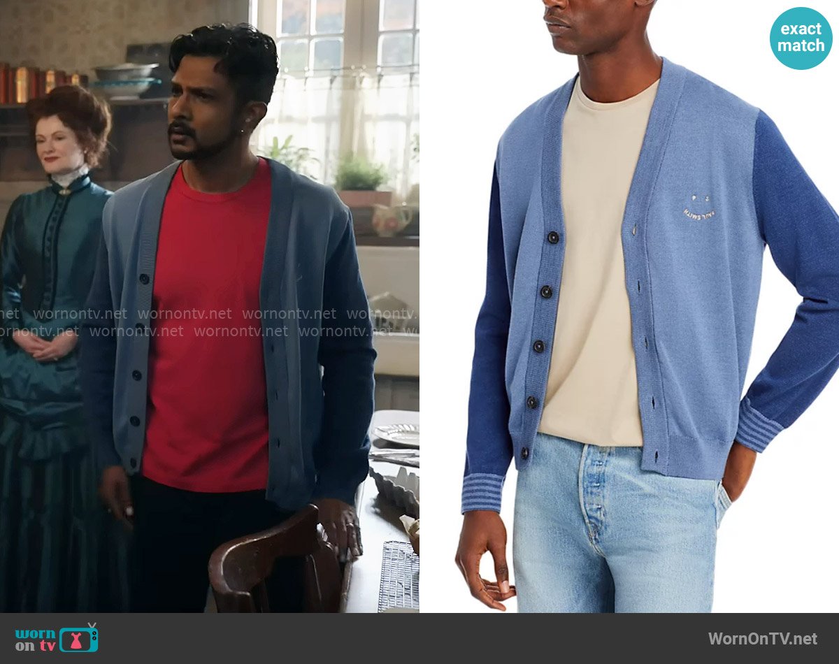 PS Paul Smith Color Blocked Cardigan worn by Jay (Utkarsh Ambudkar) on Ghosts