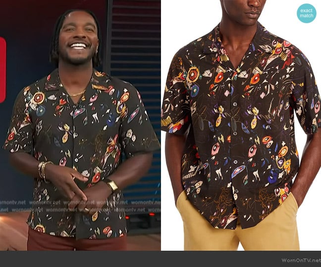 Paul Smith Printed Camp Shirt worn by Scott Evans on Access Hollywood