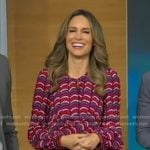 Rhiannon's pink geometric print pleated dress on Good Morning America