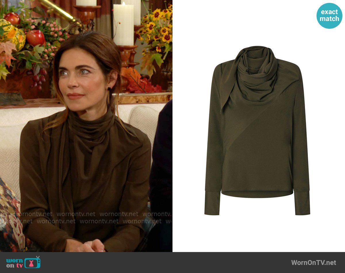 Pinko Blok Blouse worn by Victoria Newman (Amelia Heinle) on The Young and the Restless