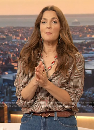 Drew’s plaid shirt on The Drew Barrymore Show