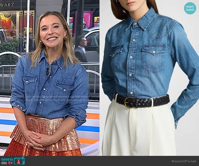 Polo Ralph Lauren Denim Western Shirt worn by Jenn Falik on Today