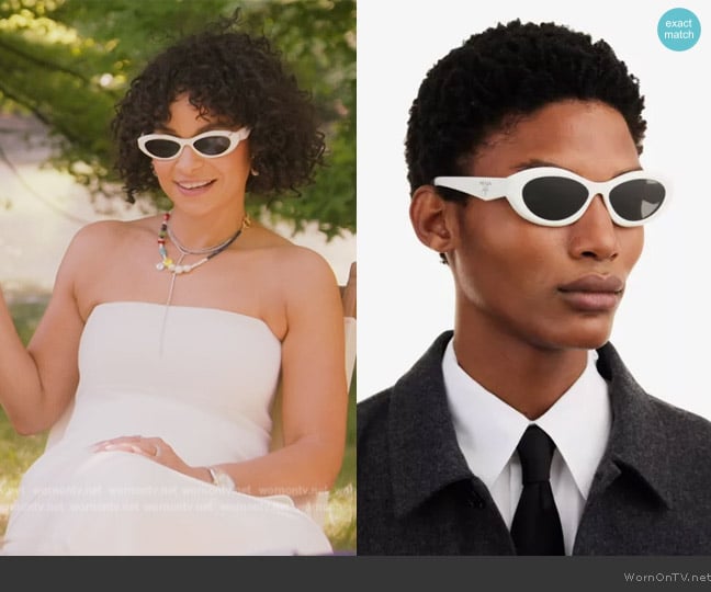 Prada PS 05YS rectangle-frame acetate sunglasses worn by Sai De Silva on The Real Housewives of New York City