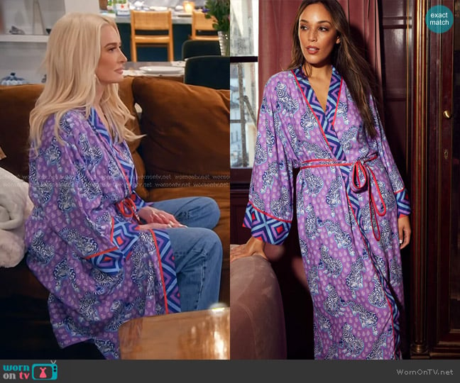 Print Fresh Satin Robe in Tiger Queen worn by Erika Jayne on The Real Housewives of Beverly Hills