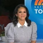 Laura’s grey ruched puff sleeve sweater on Today