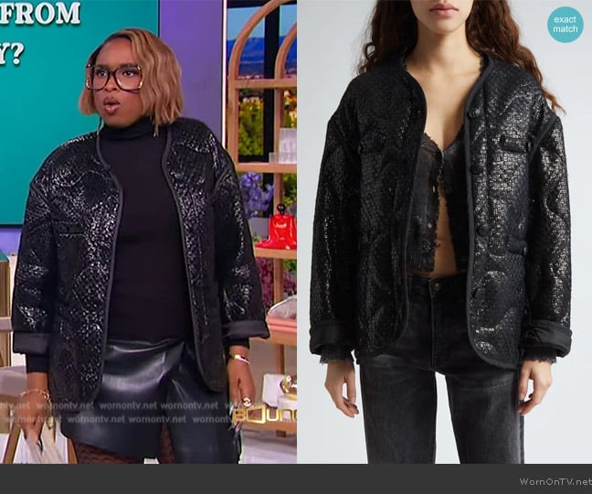 Jennifer’s black tweed jacket on The Jennifer Hudson Show