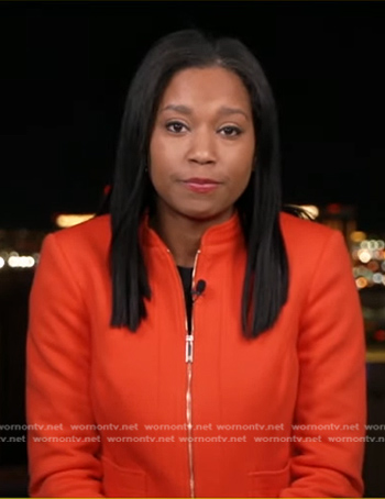 Rachel's red zip up jacket on Good Morning America