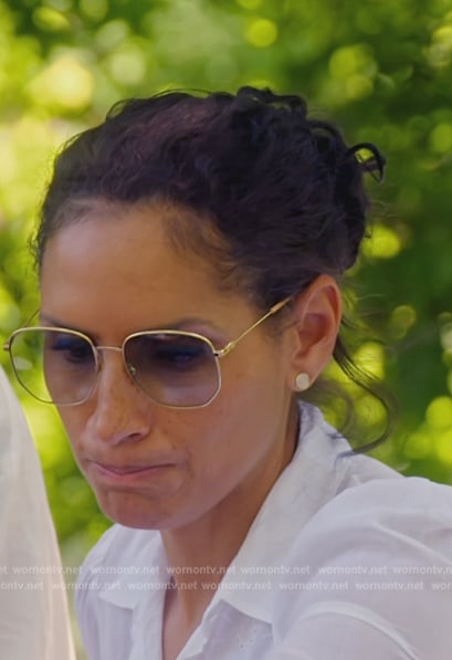 Racquel’s embroidered blouse and sunglasses on The Real Housewives of New York City