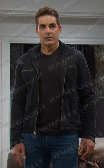 Rafe's black hooded zip jacket on Days of our Lives