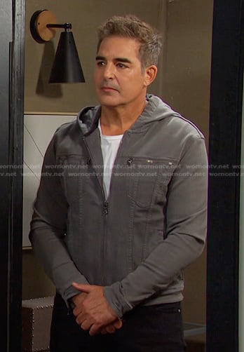 Rafe's grey hooded zip jacket on Days of our Lives