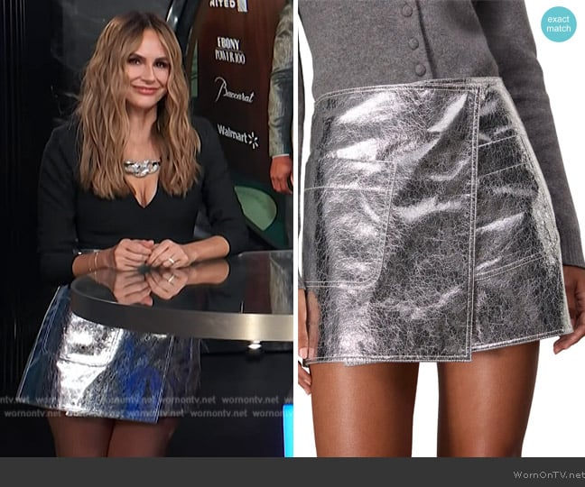 Rag & Bone Kyla Foil Faux Leather Wrap Skirt worn by Keltie Knight on E! News