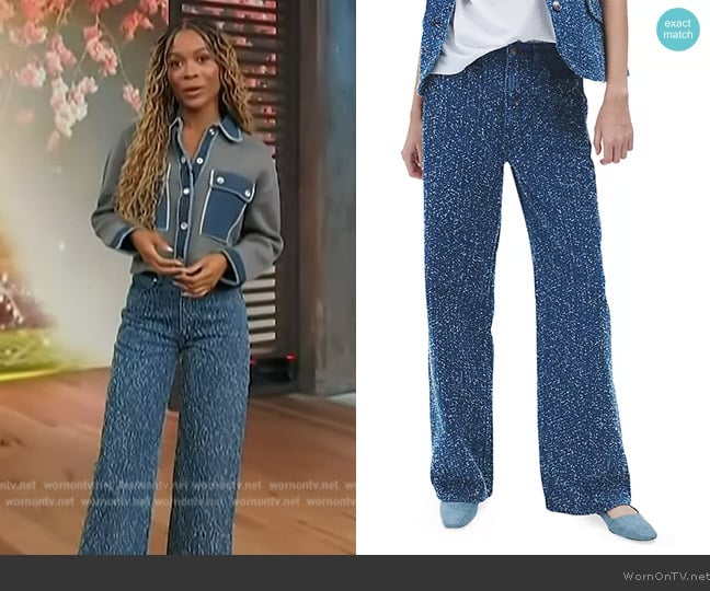 Rag and Bone Logan Tweed Wide-Leg Pants worn by Zuri Hall on Access Hollywood