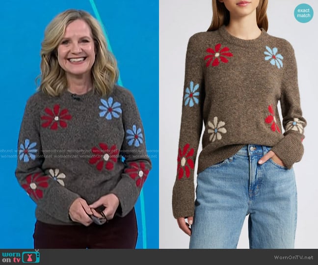 Rails Anise Floral Crewneck Sweater worn by Bonnie Hunt on Today