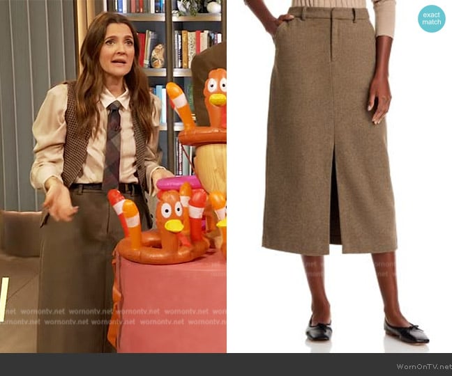 Rails Carolina Midi Skirt worn by Drew Barrymore on The Drew Barrymore Show