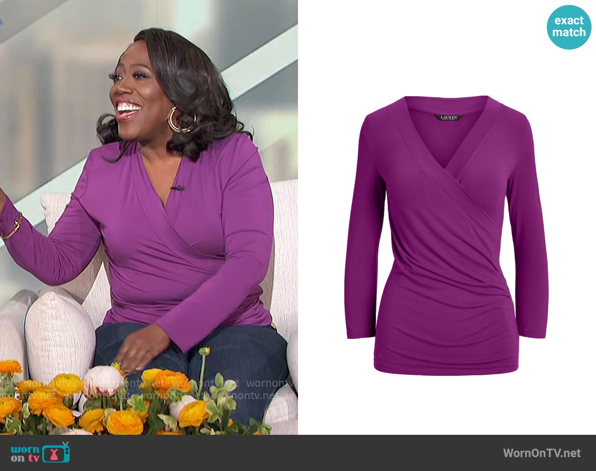 LAUREN Ralph Lauren Alayja Crossover Top worn by Sheryl Underwood on The Talk