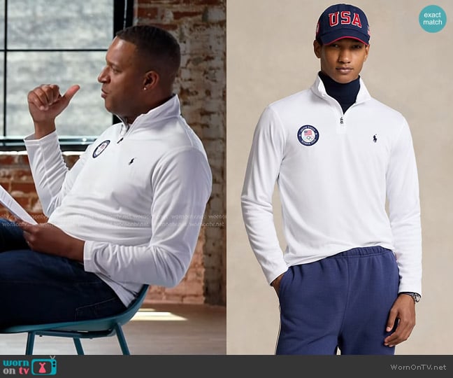 Polo Ralph Lauren Team USA Micro-Dot Mesh Pullover worn by Craig Melvin on Today