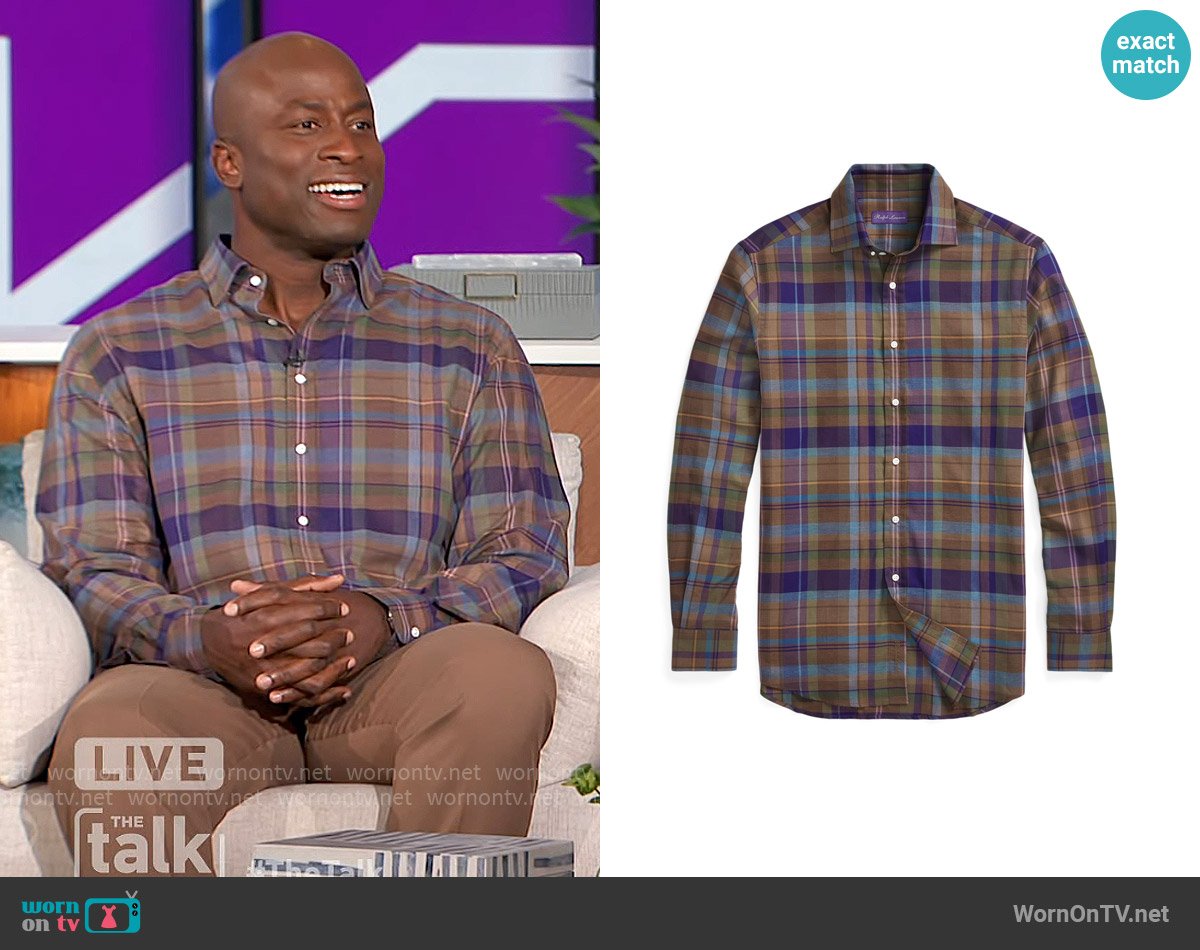 Ralph Lauren Plaid Flannel Shirt worn by Akbar Gbajabiamila on The Talk