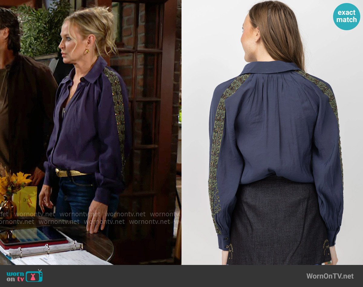 Ramy Brook Dorothy Top worn by Sharon Newman (Sharon Case) on The Young and the Restless